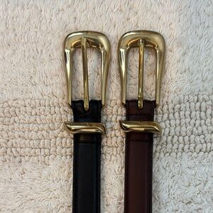 Coach Women's Black and Brown Belts with Gold Buckles
